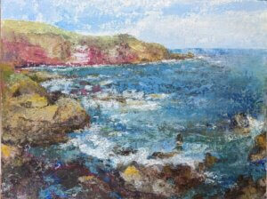 St Abb's Head, Summer Sea. Mixed media, 34 x 26cm.